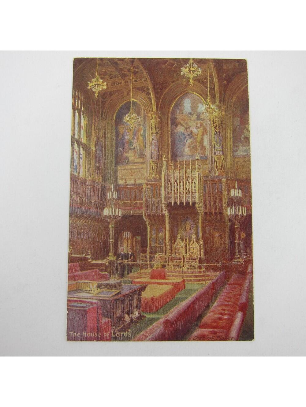 Postcard London England The House of Lords Interior Tuck & Sons Oilette Antique - Picture 7 of 12